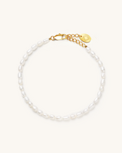 Millet-shaped Pearl Beaded Bracelet, 3-4mm, 4A