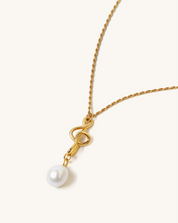 Golden Treble Clef Pearl Necklace, 10-11mm, 4A