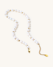 Golden Bead Accent Pearl Necklace, 7-9mm, 3A