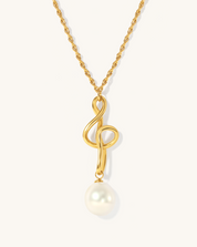 Golden Treble Clef Pearl Necklace, 10-11mm, 4A