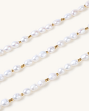 Golden Bead Accent Pearl Necklace, 7-9mm, 3A