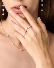 Millet shaped Pearl Bead Ring, 3-4mm, 4A