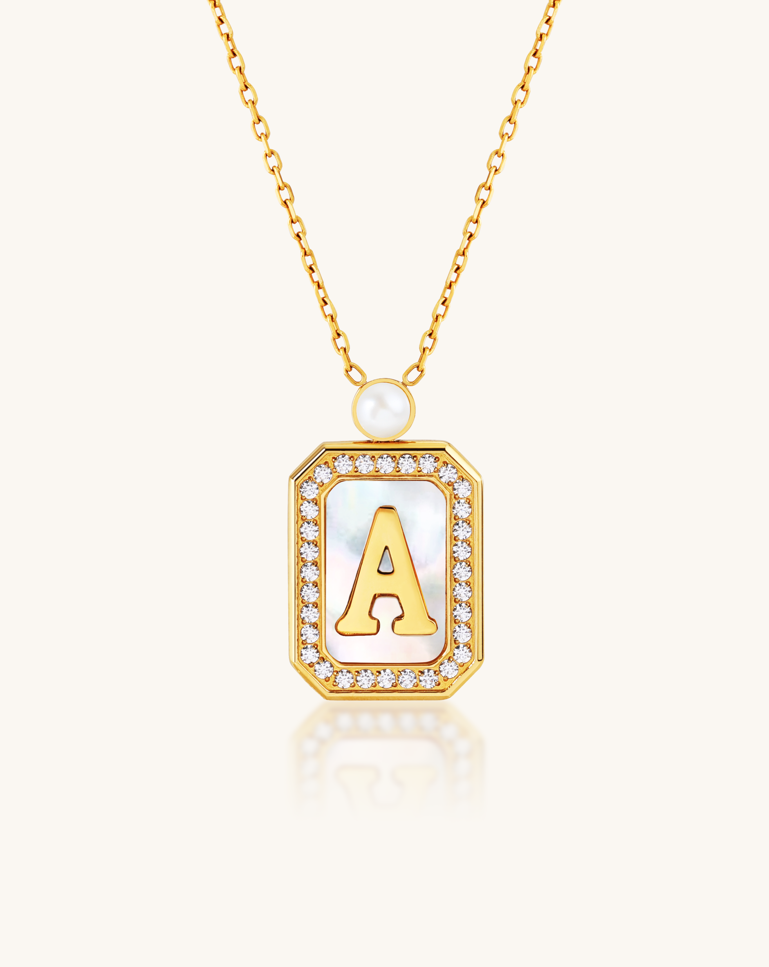 GlamBottle Duo Initial Necklace, 4-5mm, 5A