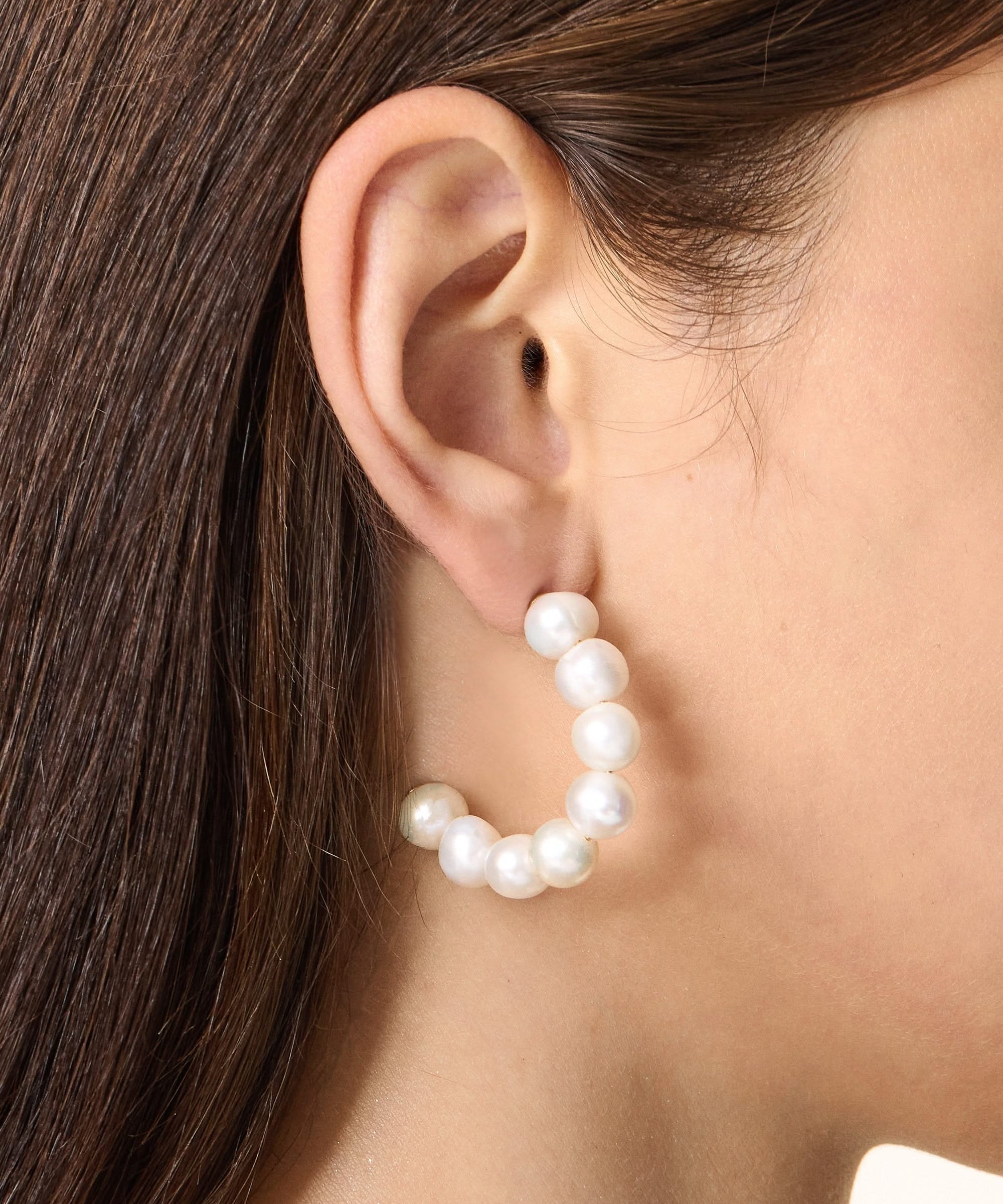 Ball of Joy Pearl Hoops, 8 - 9mm, 3A - PERLVOYA