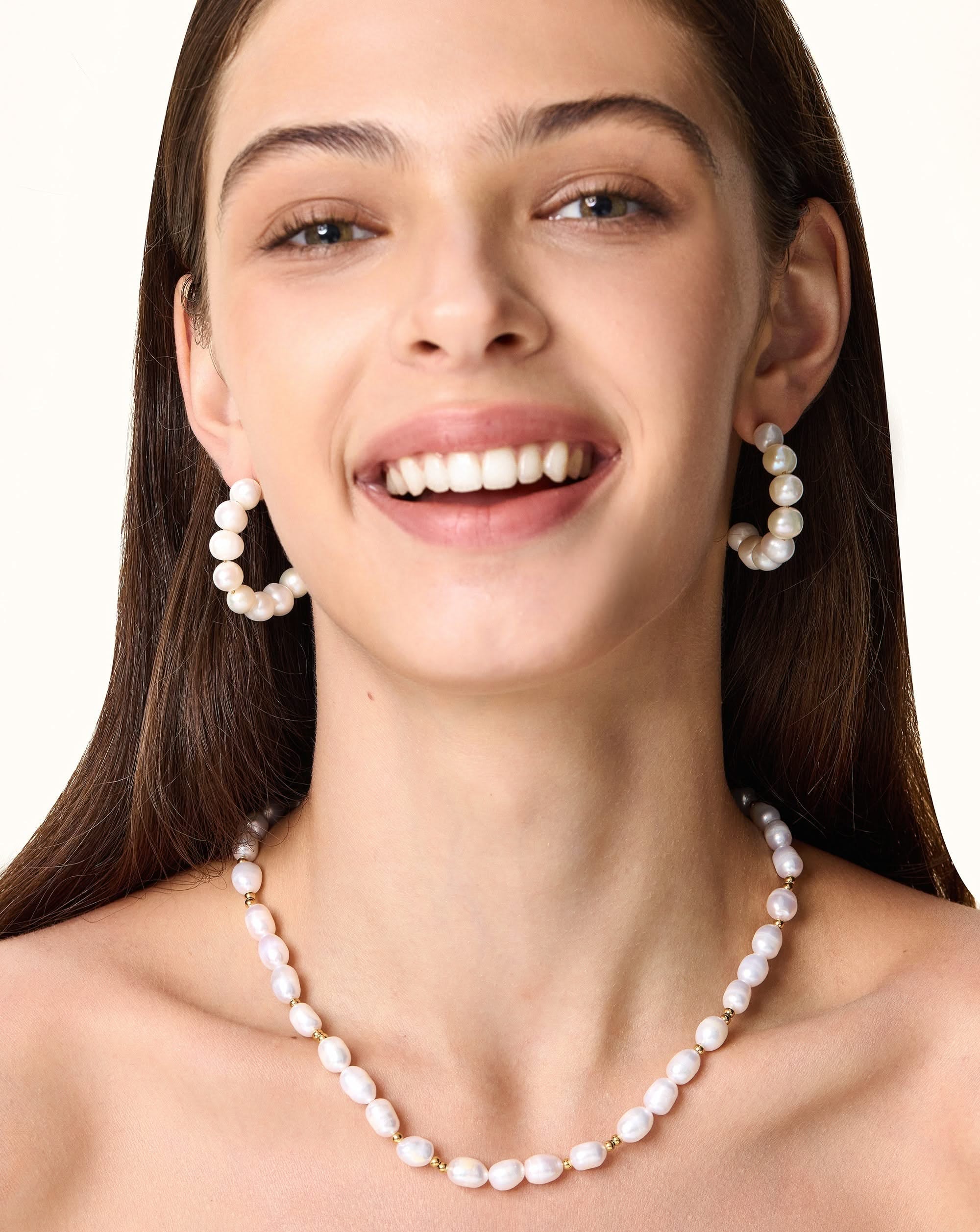 Ball of Joy Pearl Hoops, 8 - 9mm, 3A - PERLVOYA