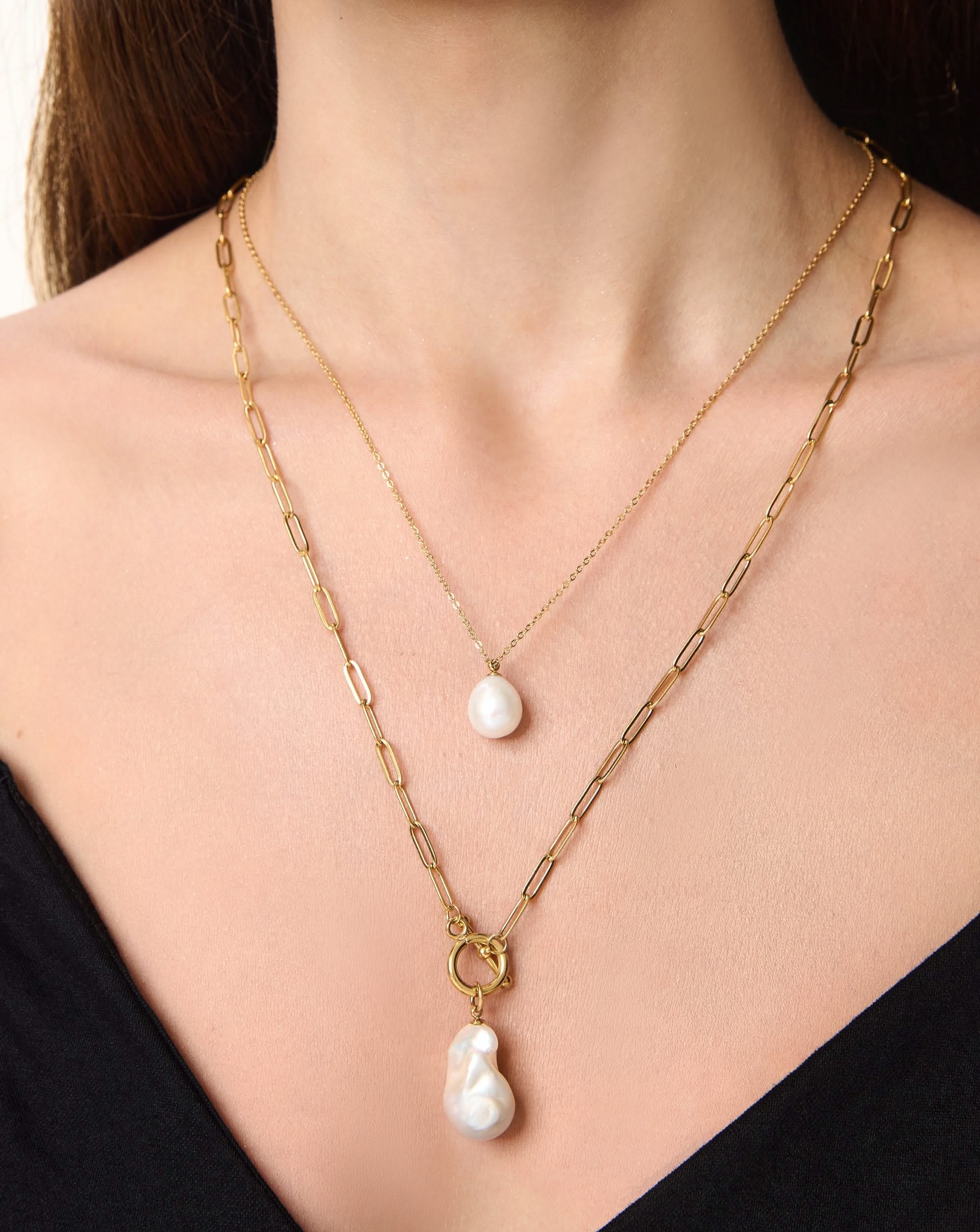 Baroque Pearl Parker Front Toggle Closure Necklace, 13 - 15mm, 4A - PERLVOYA