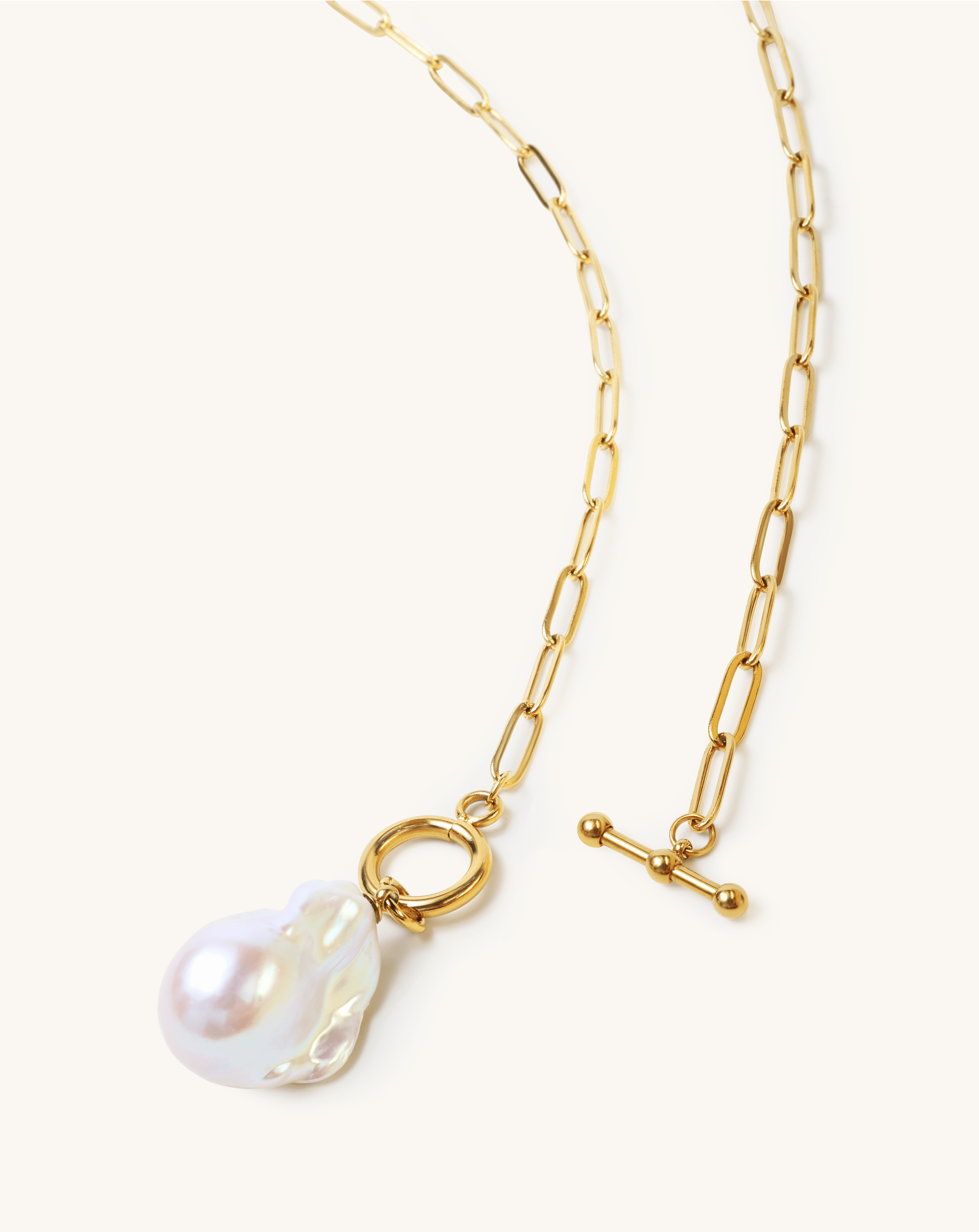 Baroque Pearl Parker Front Toggle Closure Necklace, 13 - 15mm, 4A - PERLVOYA