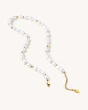 Golden Bead Accent Pearl Necklace, 7 - 9mm, 3A - PERLVOYA