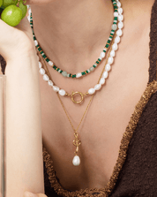 Golden Treble Clef Pearl Necklace, 10 - 11mm, 4A - PERLVOYA