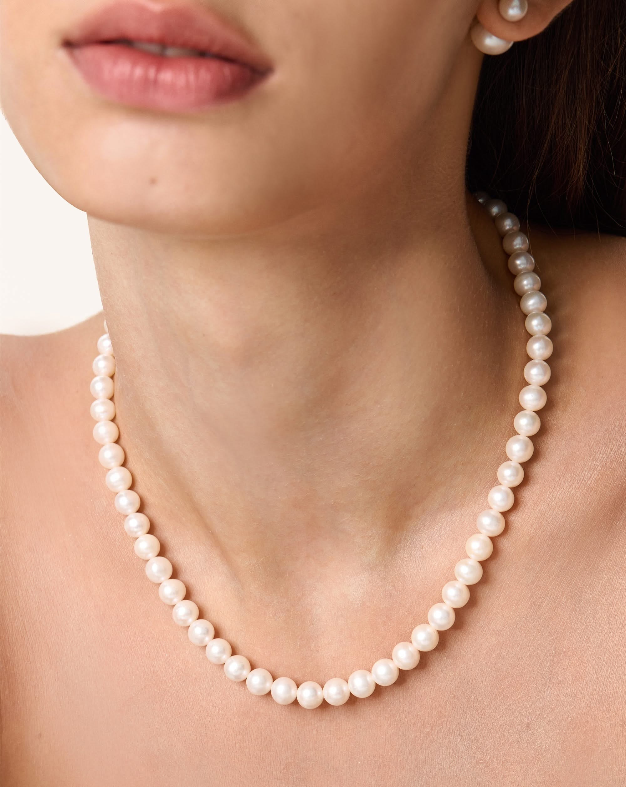 Lunar Radiance Pearl Necklace, 7 - 8mm, 5A - PERLVOYA