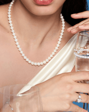 Lunar Radiance Pearl Necklace, 7 - 8mm, 5A - PERLVOYA