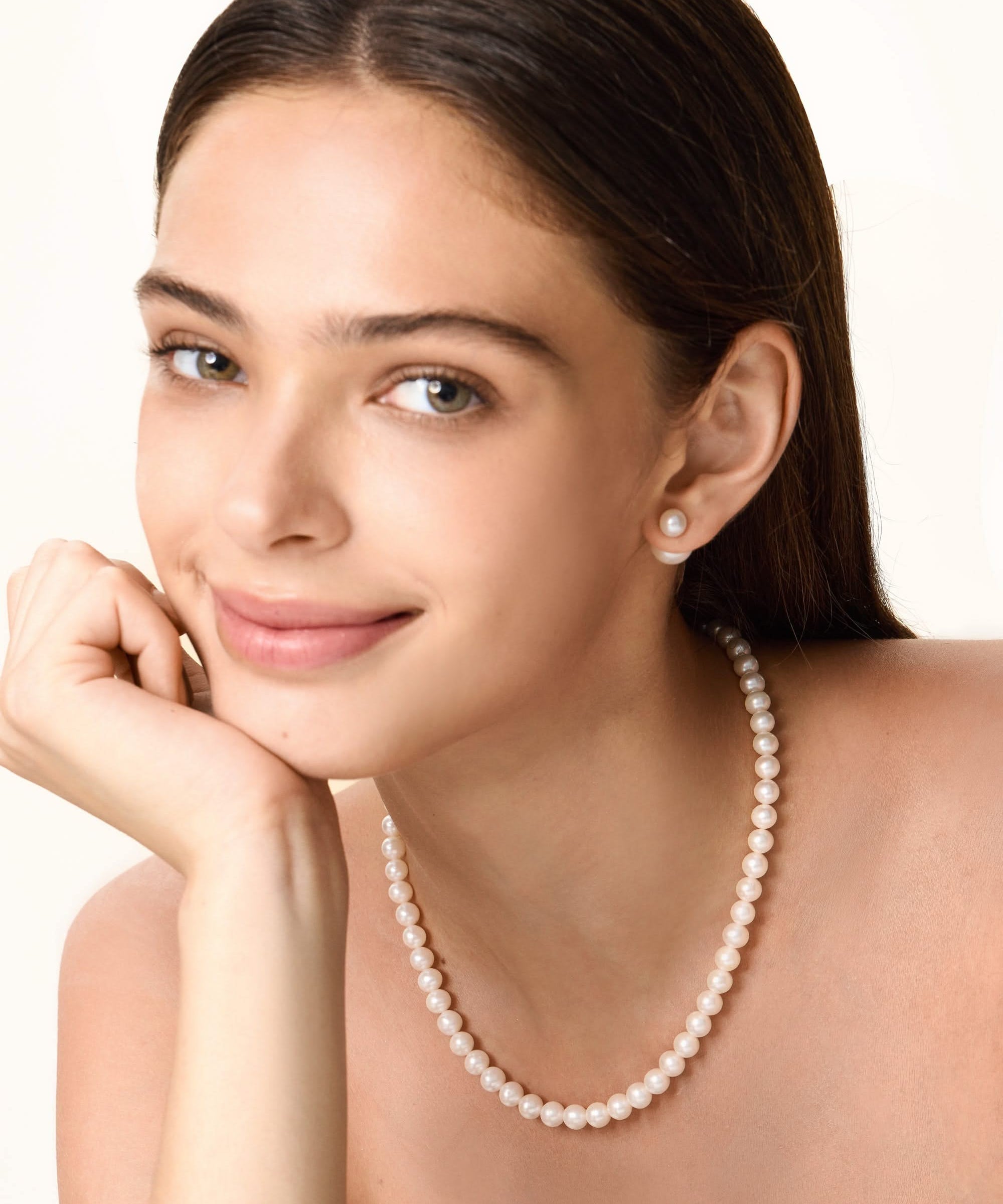 Lunar Radiance Pearl Necklace, 7 - 8mm, 5A - PERLVOYA