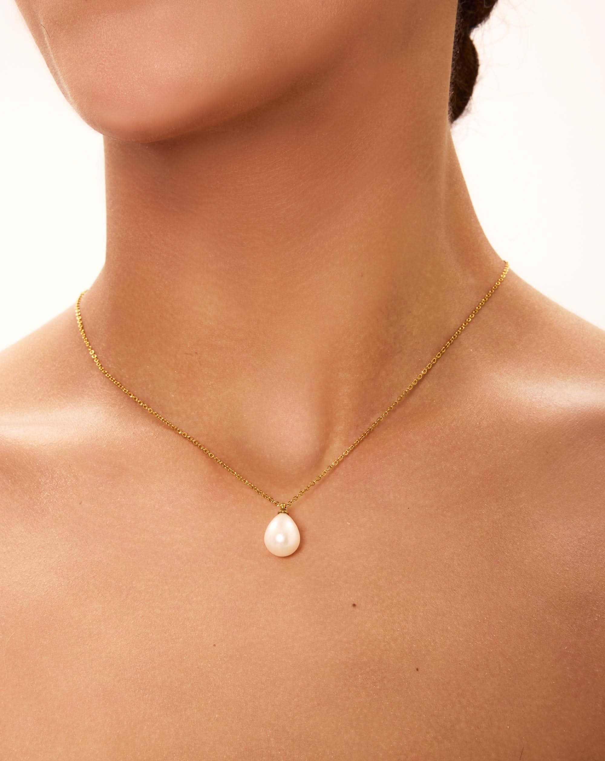 Teardrop Baroque Pearl Pendant Necklace, 9 - 12mm, 4A - PERLVOYA