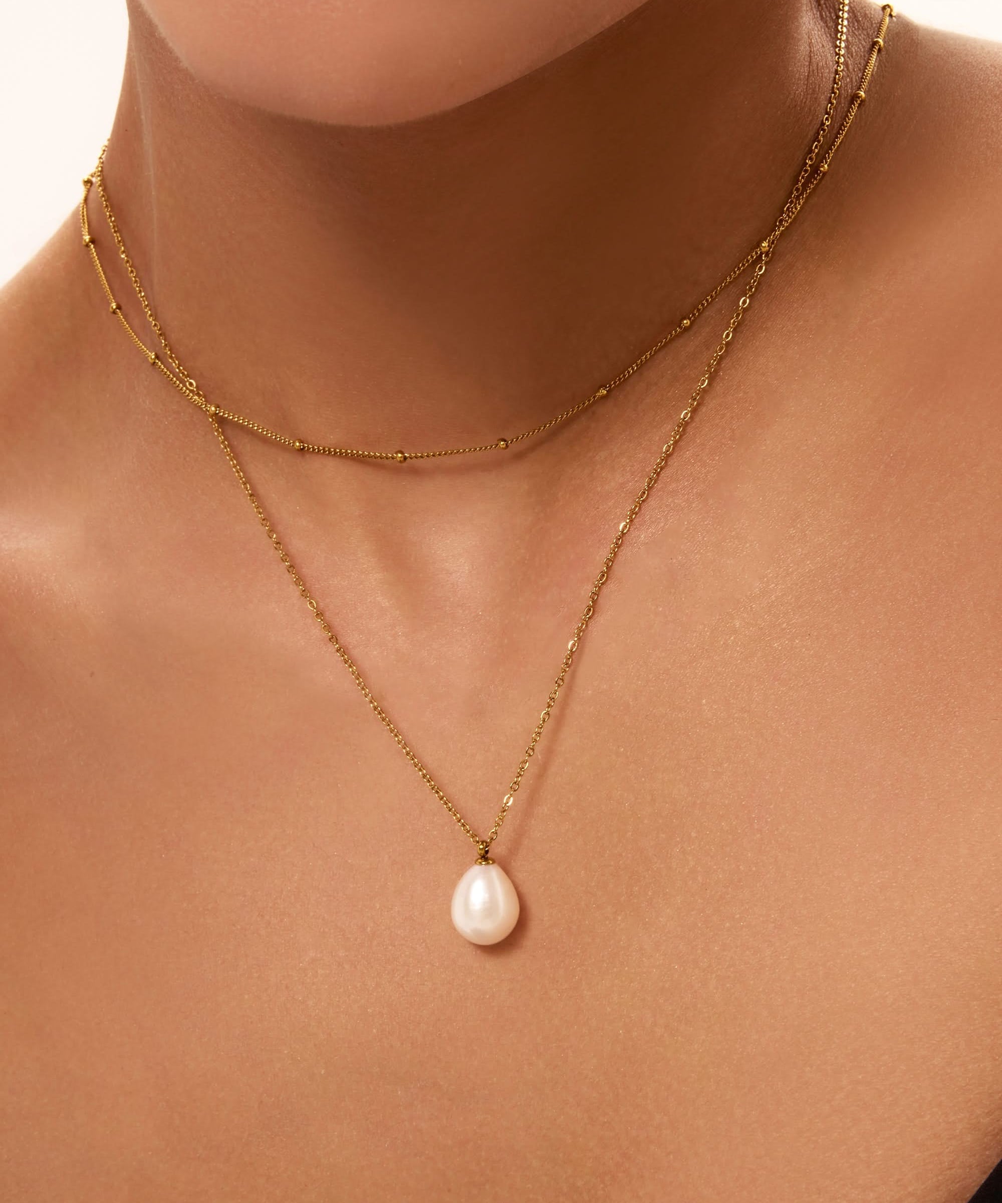 Teardrop Baroque Pearl Pendant Necklace, 9 - 12mm, 4A - PERLVOYA